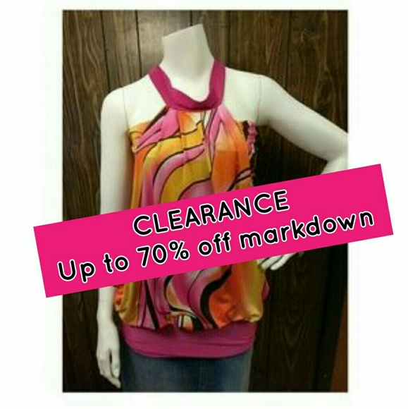 Codigo Tops - *⃣CLEARANCE *⃣ Halter Top pink orange two layer